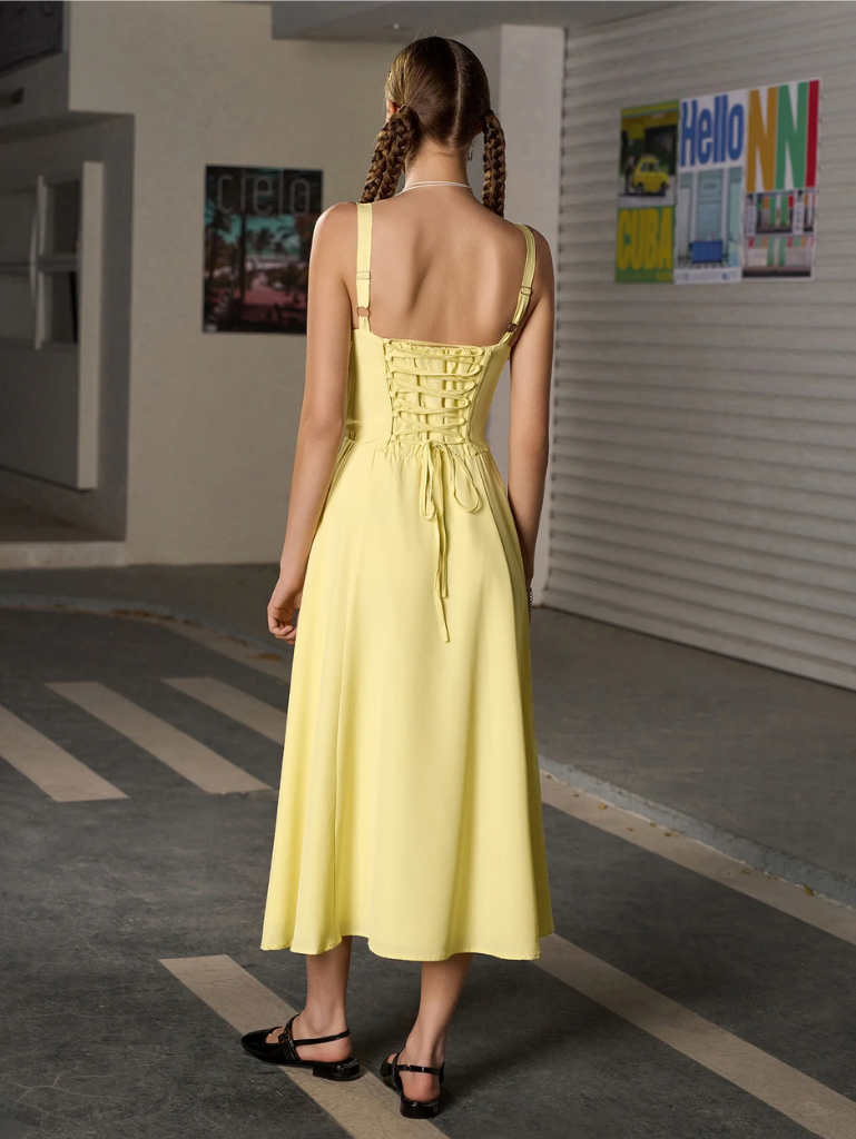 Ruched Bust Split Thigh Cami Dress