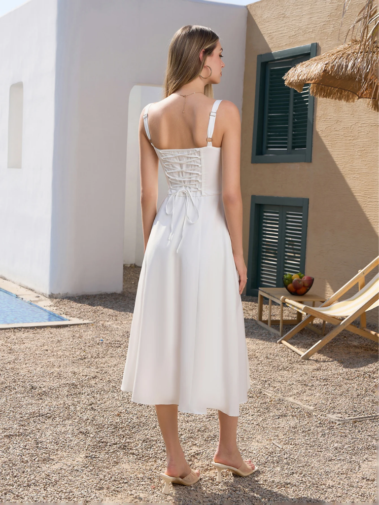 Ruched Bust Split Thigh Cami Dress