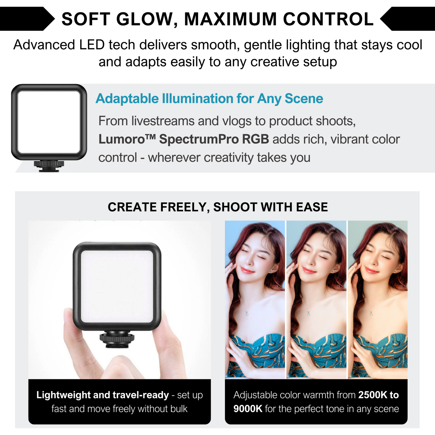 Lumoro™ SpectrumPro RGB LED Video Light