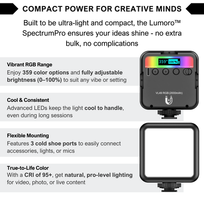 Lumoro™ SpectrumPro RGB LED Video Light
