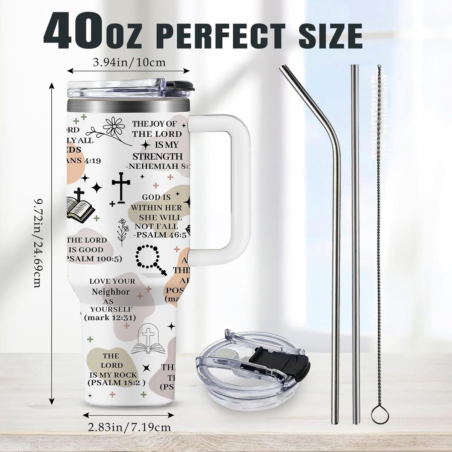 Christian Gifts for Women God Tumbler 40oz Blue Child of God Gifts Coffee Travel Cup - Inspirational Religious Birthday Catholic Spiritual Gift for Sister Friends, Baptism Confirmation Gift for Girls