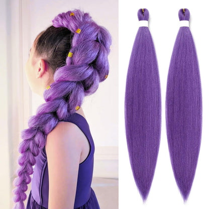 Long Purple Braiding Hair Pre Stretched - 36 Inch Hair Extensions for Braids Synthetic Braiding Hair for Stage Party Halloween Costume Cosplay (Purple, 36 Inch(Pack of 2))