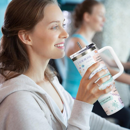 Christian Gifts for Women God Tumbler 40oz Blue Child of God Gifts Coffee Travel Cup - Inspirational Religious Birthday Catholic Spiritual Gift for Sister Friends, Baptism Confirmation Gift for Girls