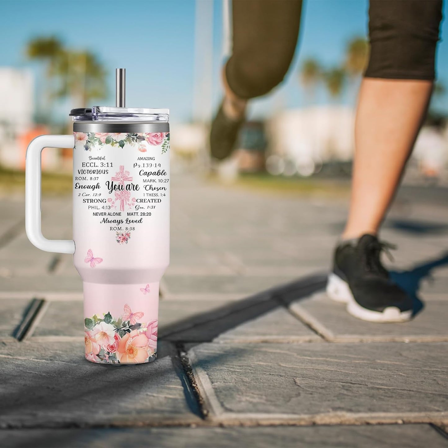 Christian Gifts for Women God Tumbler 40oz Blue Child of God Gifts Coffee Travel Cup - Inspirational Religious Birthday Catholic Spiritual Gift for Sister Friends, Baptism Confirmation Gift for Girls