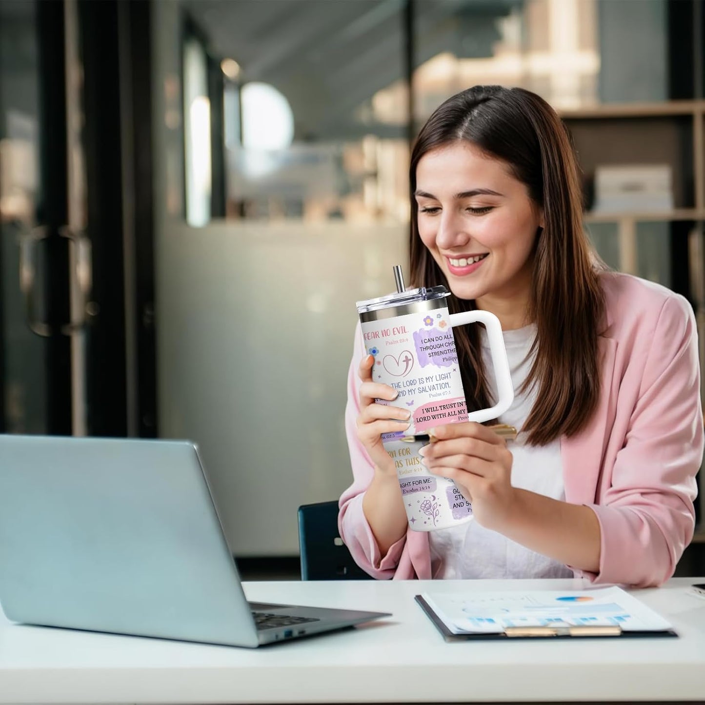 Christian Gifts for Women God Tumbler 40oz Blue Child of God Gifts Coffee Travel Cup - Inspirational Religious Birthday Catholic Spiritual Gift for Sister Friends, Baptism Confirmation Gift for Girls