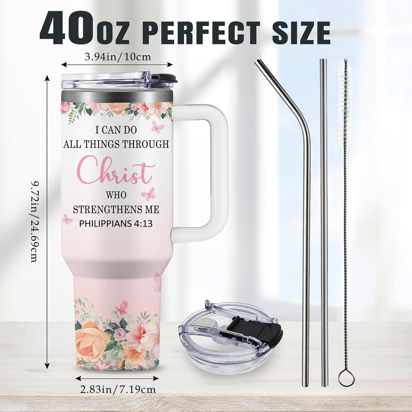 Christian Gifts for Women God Tumbler 40oz Blue Child of God Gifts Coffee Travel Cup - Inspirational Religious Birthday Catholic Spiritual Gift for Sister Friends, Baptism Confirmation Gift for Girls