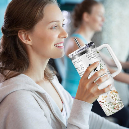 Christian Gifts for Women God Tumbler 40oz Blue Child of God Gifts Coffee Travel Cup - Inspirational Religious Birthday Catholic Spiritual Gift for Sister Friends, Baptism Confirmation Gift for Girls