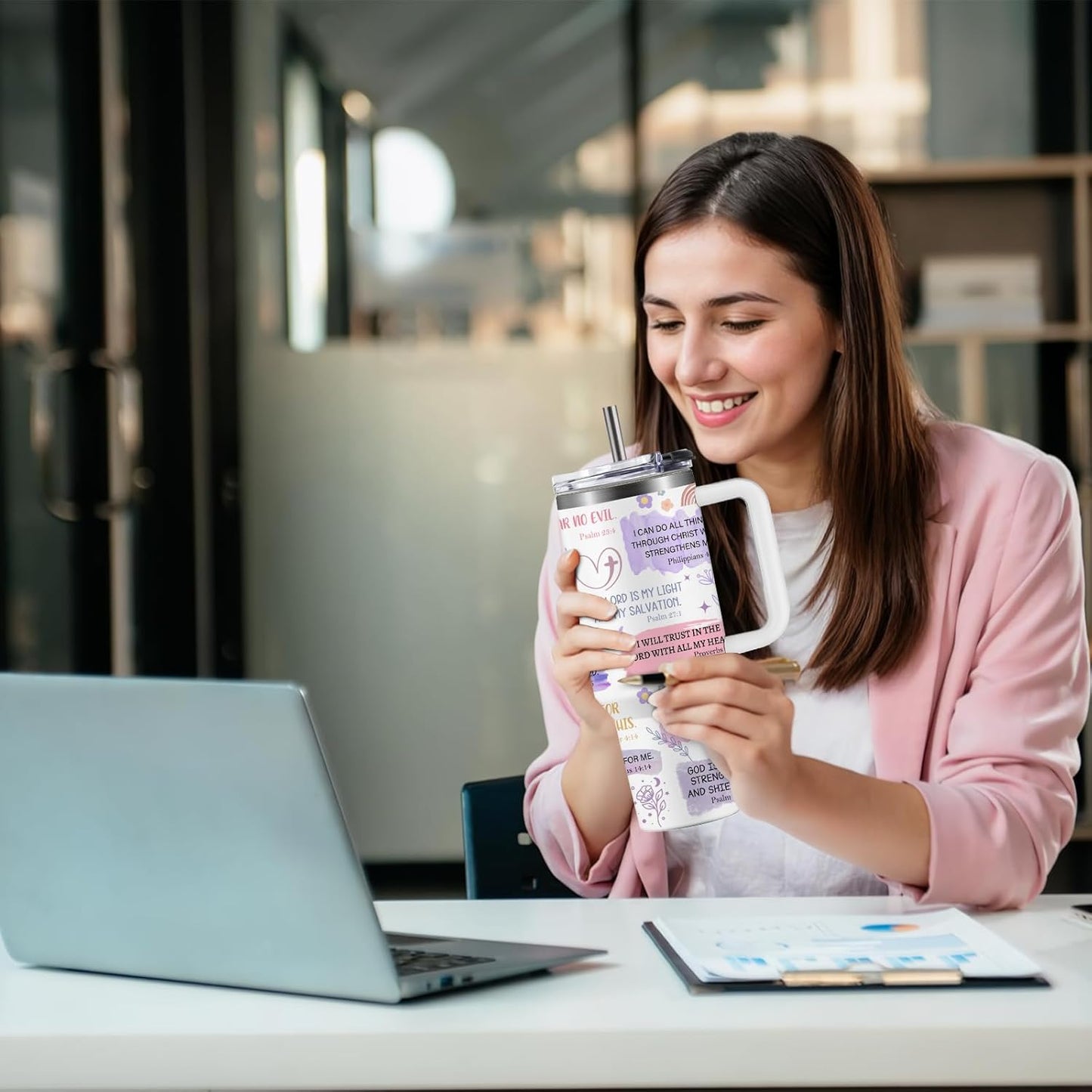 Christian Gifts for Women God Tumbler 40oz Blue Child of God Gifts Coffee Travel Cup - Inspirational Religious Birthday Catholic Spiritual Gift for Sister Friends, Baptism Confirmation Gift for Girls