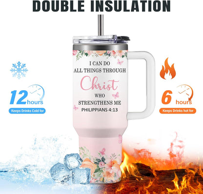 Christian Gifts for Women God Tumbler 40oz Blue Child of God Gifts Coffee Travel Cup - Inspirational Religious Birthday Catholic Spiritual Gift for Sister Friends, Baptism Confirmation Gift for Girls