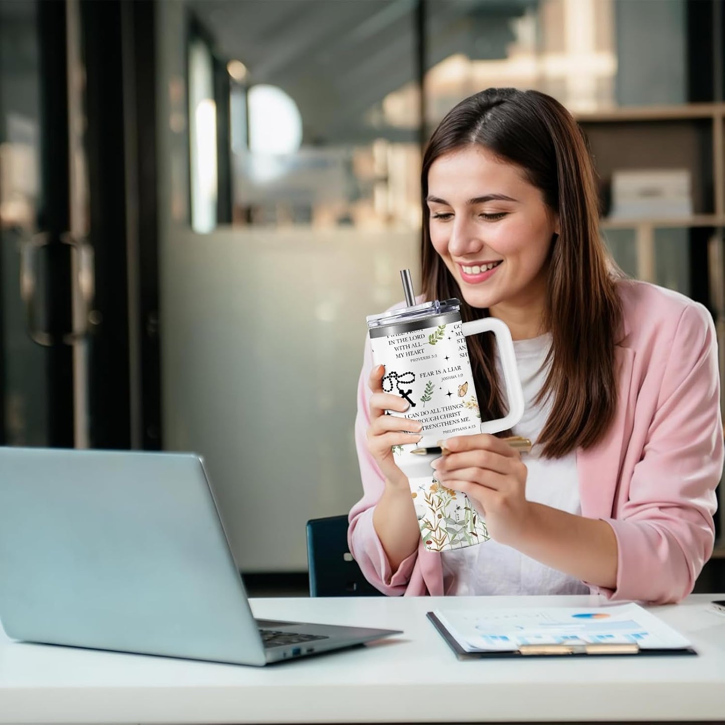Christian Gifts for Women God Tumbler 40oz Blue Child of God Gifts Coffee Travel Cup - Inspirational Religious Birthday Catholic Spiritual Gift for Sister Friends, Baptism Confirmation Gift for Girls