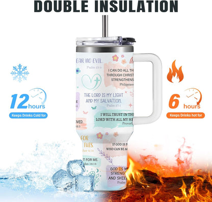 Christian Gifts for Women God Tumbler 40oz Blue Child of God Gifts Coffee Travel Cup - Inspirational Religious Birthday Catholic Spiritual Gift for Sister Friends, Baptism Confirmation Gift for Girls