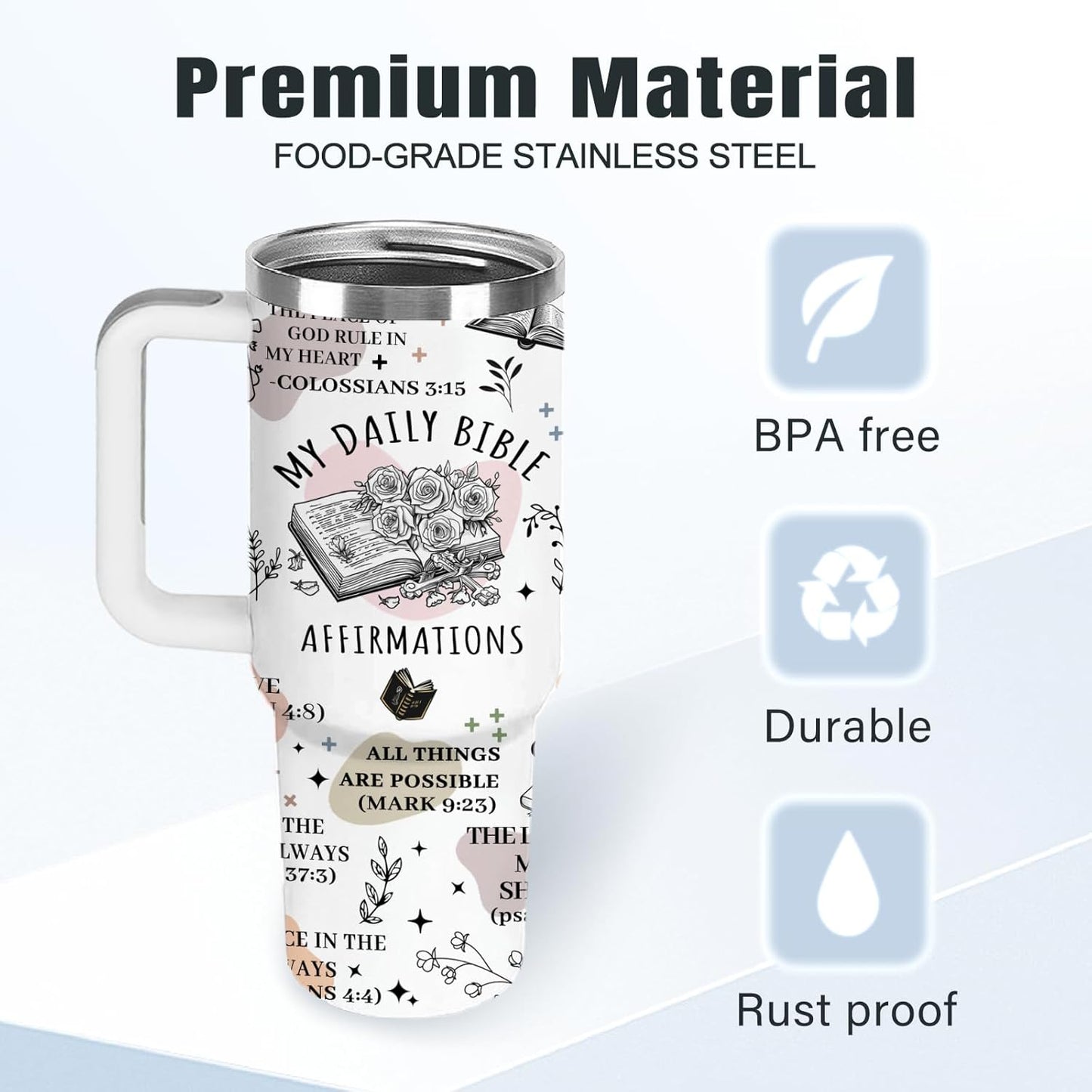 Christian Gifts for Women God Tumbler 40oz Blue Child of God Gifts Coffee Travel Cup - Inspirational Religious Birthday Catholic Spiritual Gift for Sister Friends, Baptism Confirmation Gift for Girls