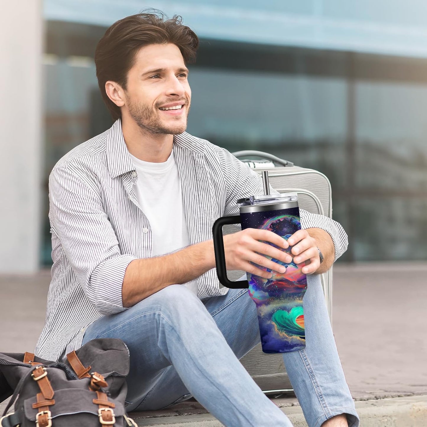 Christian Gifts for Women God Tumbler 40oz Blue Child of God Gifts Coffee Travel Cup - Inspirational Religious Birthday Catholic Spiritual Gift for Sister Friends, Baptism Confirmation Gift for Girls