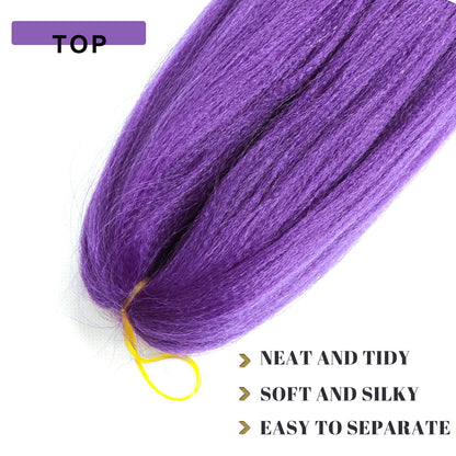Long Purple Braiding Hair Pre Stretched - 36 Inch Hair Extensions for Braids Synthetic Braiding Hair for Stage Party Halloween Costume Cosplay (Purple, 36 Inch(Pack of 2))