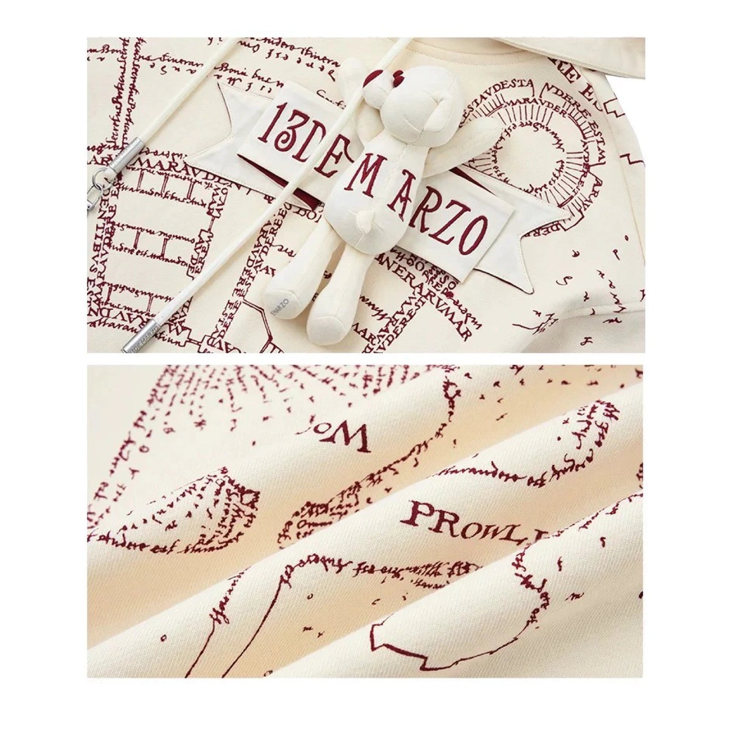 Harry Potter × 13DE MARZO The Marauder’s Map Hoodie Almond