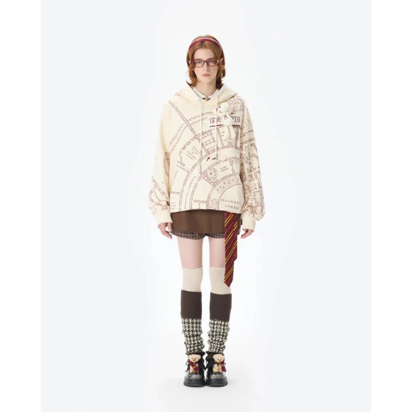 Harry Potter × 13DE MARZO The Marauder’s Map Hoodie Almond