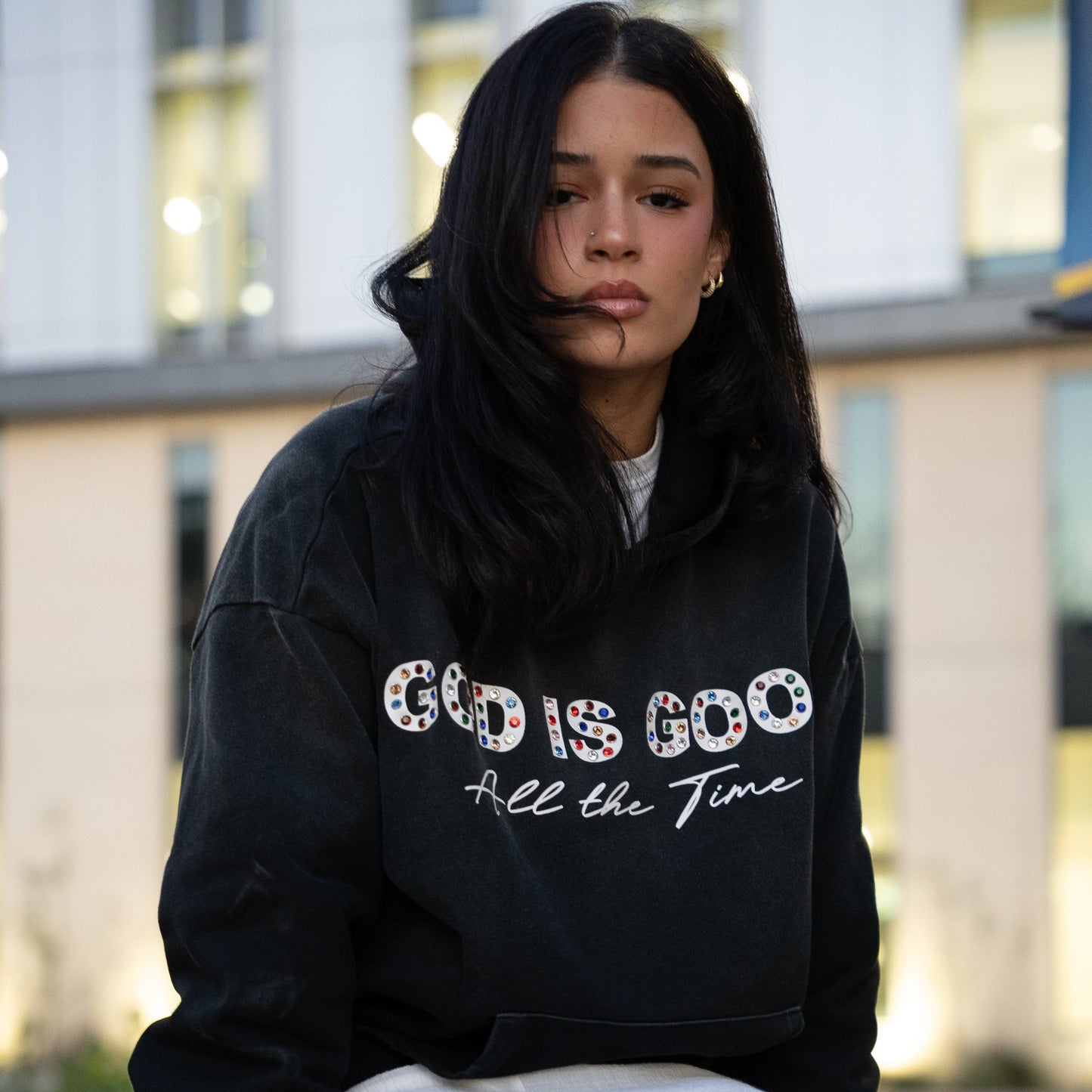 God Is Good Rhinestone Hoodie