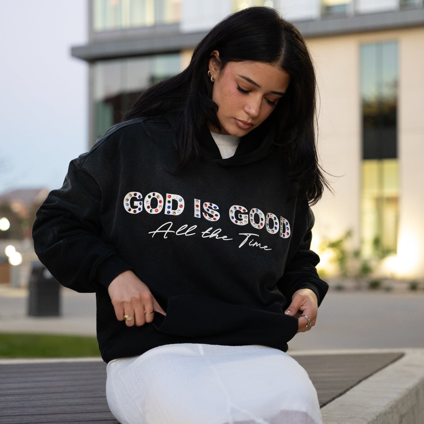 God Is Good Rhinestone Hoodie