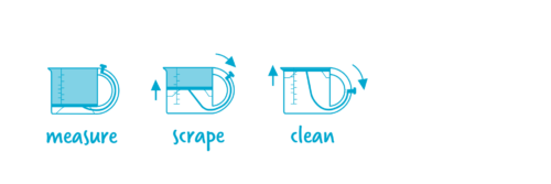 Upcup is a 4-in-1 adjustable measuring cup that scrapes itself clean for wet, dry, and sticky ingredients.