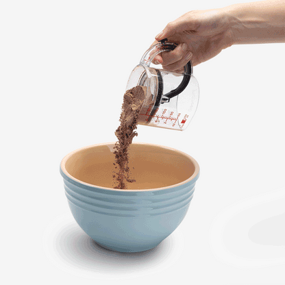 Upcup is a 4-in-1 adjustable measuring cup that scrapes itself clean for wet, dry, and sticky ingredients.