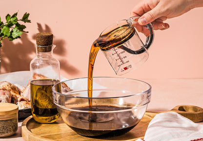 Upcup is a 4-in-1 adjustable measuring cup that scrapes itself clean for wet, dry, and sticky ingredients.