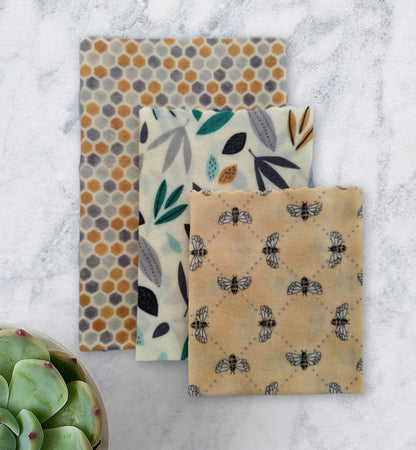 Beeswax Wrap -Honeycomb Bee set/3 sml