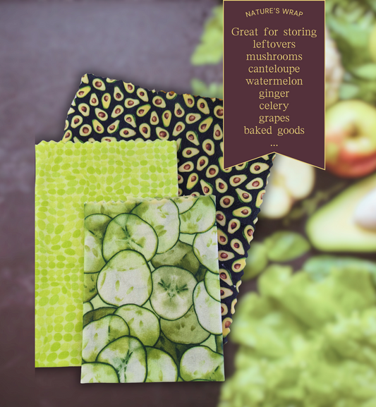 Beeswax Food Wrap - Garden Greens set/3