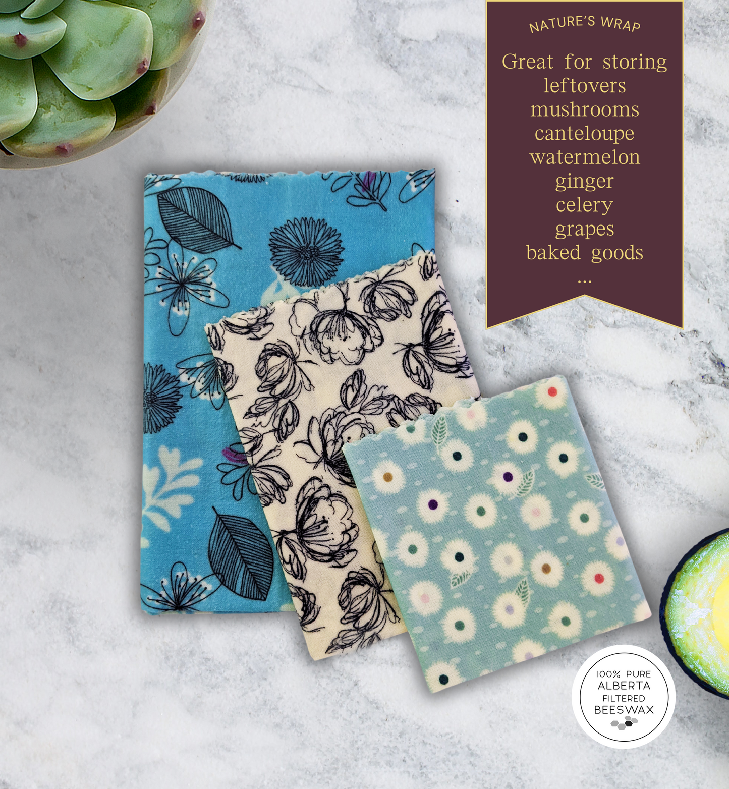 Beeswax Wraps Countryside Floral Set/3
